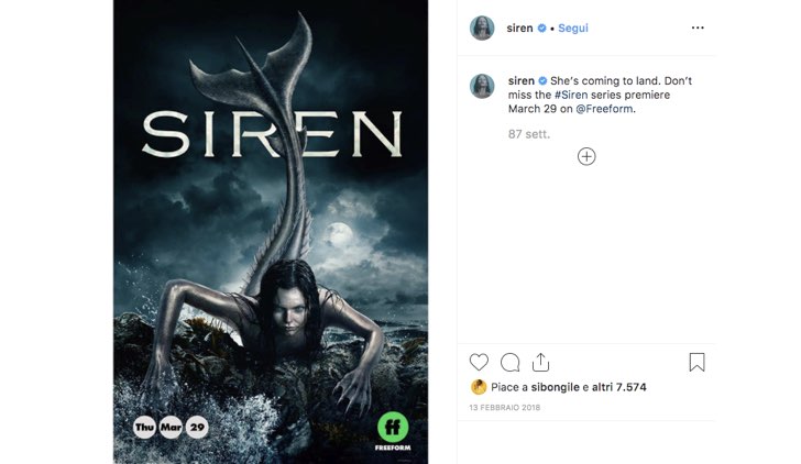 Siren poster serie tv Instagram