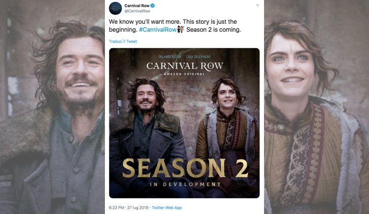 Carnival Row 2 stagione confermata sul profilo Twitter verificato Credits Amazon Prime Video