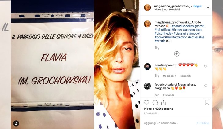 Magdalena Grochowska è Flavia ne Il paradiso delle signore foto pubblicata dalla attrice sul suo profilo Instagram