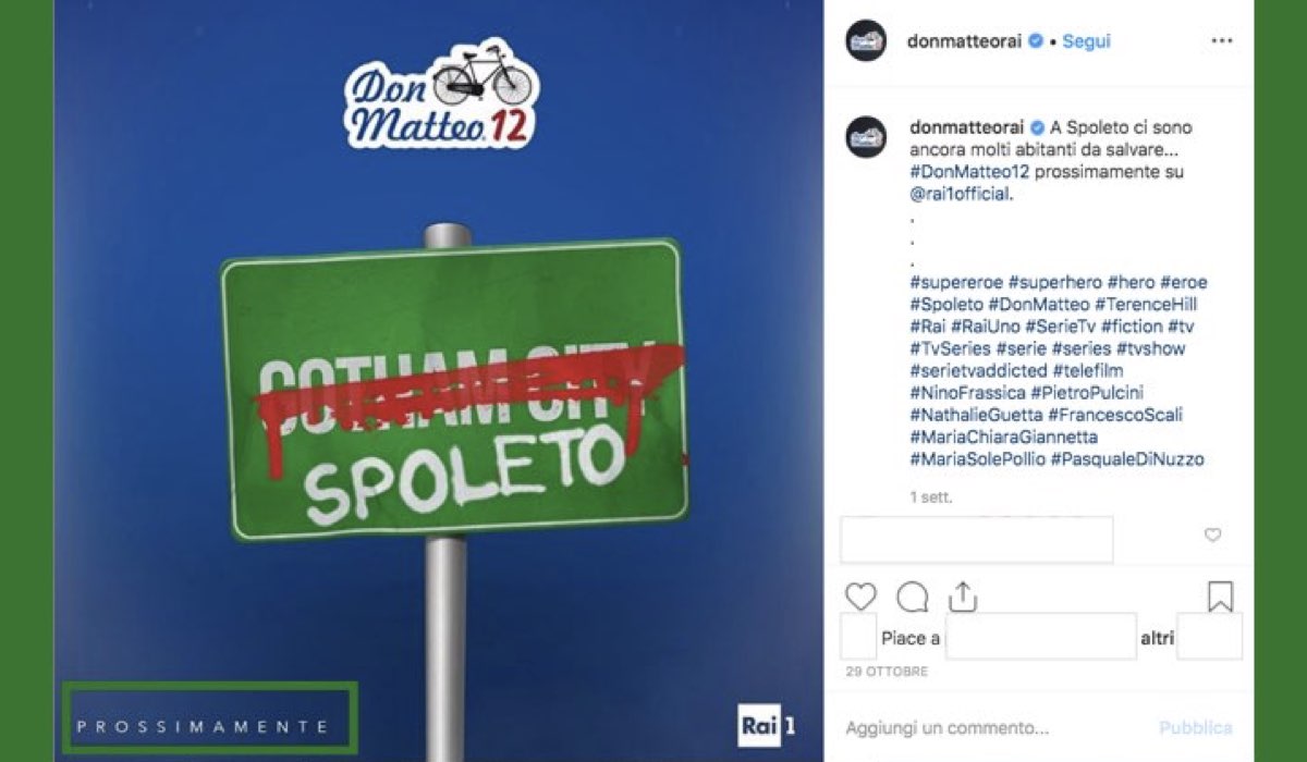 Don Matteo 12 su Rai Uno prossimamente in onda, foto pubblicata sull account ufficiale IG donamatteorai