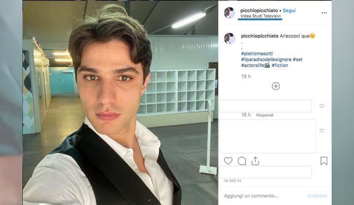 Il Paradiso delle Signore 4 Pietro Masotti alias Marcello Barbieri sul set foto pubblicata dall'attore sul suo profilo Instagram