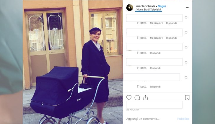 Il Paradiso delle Signore dove è girato in esterna foto pubblicata da Marta Richeldi davanti a una farmacia sul suo profilo Instagram