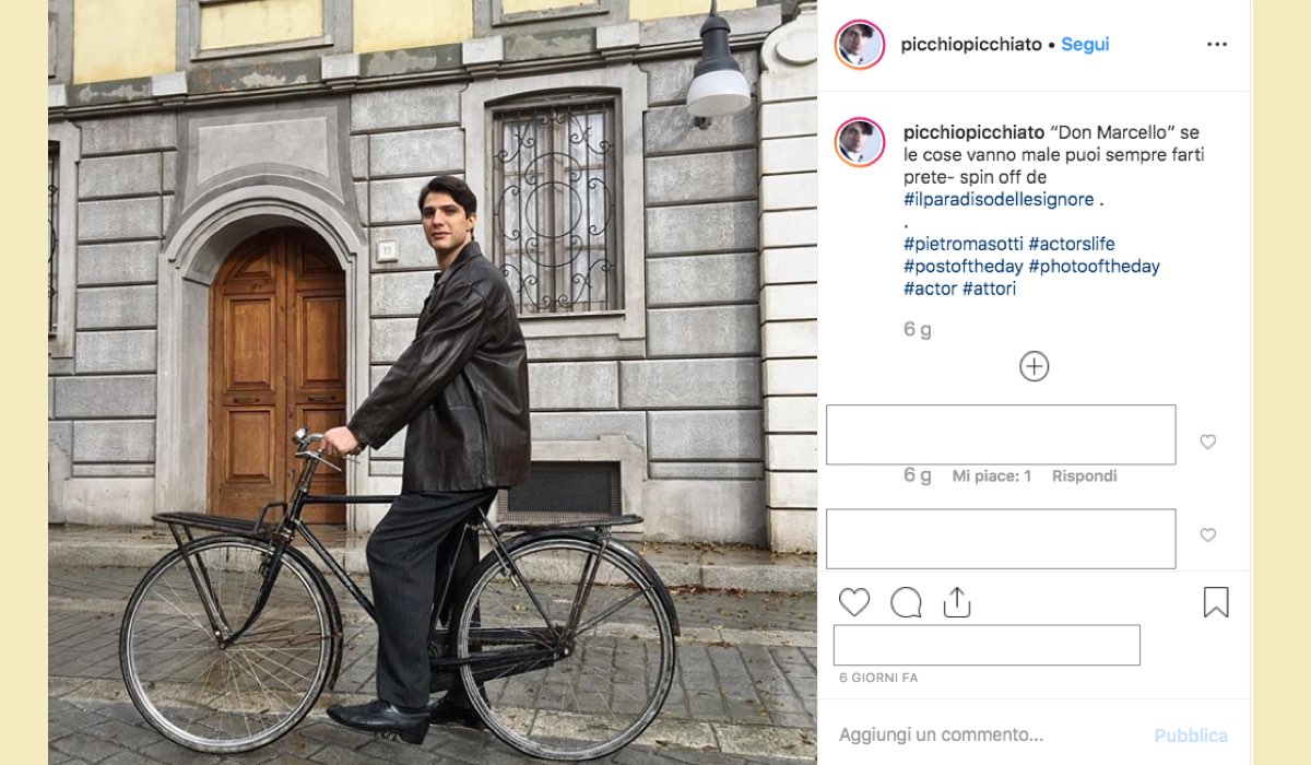 Il Paradiso delle Signore 4 lo scherzo sul futuro di Marcello, foto pubblicata da Pietro Masotti sul suo account Instagram il 29 novembre 2019