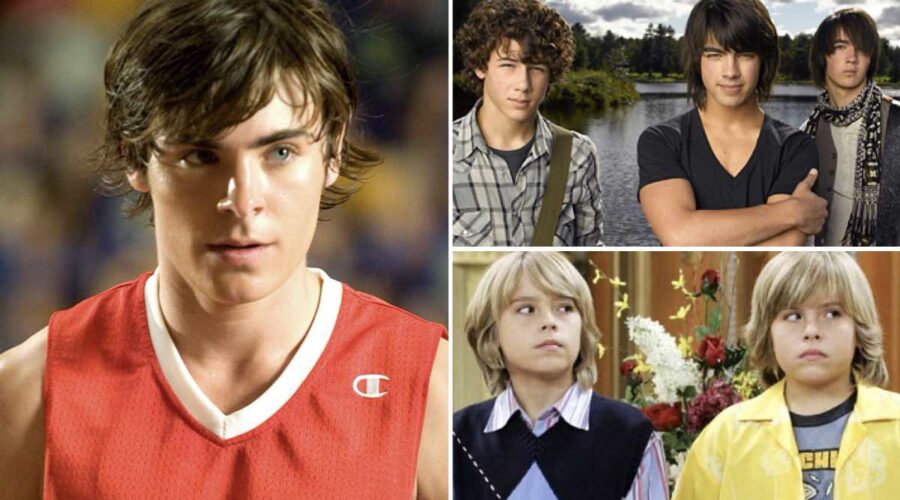 Zac Efron High School Musical 3, Nick, Joe e Kevin Jonas Camp Rock, Cole e Dylan Sprouse Zack & Cody al Grand Hotel credits Disney Channel