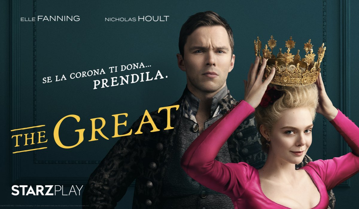Nicholas Hoult e Elle Fanning nel poster di The Great. Credits STARZPLAY
