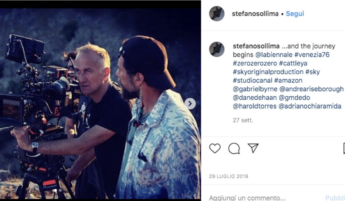 Screenshot di un post pubblicato sul profilo Instagram ufficiale del regista Stefano Sollima sul seti di ZeroZeroZero