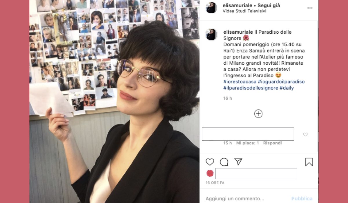 Il Paradiso delle Signore 4 Enza Sampò interpretata da Elisa Muriale, qui in una foto con didascalia pubblicata dalla attrice sul suo profilo Instagram il 15 marzo 2020