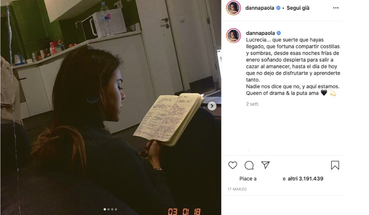 Danna Paola sul set di Elite 3 credits Instagram @dannapaola