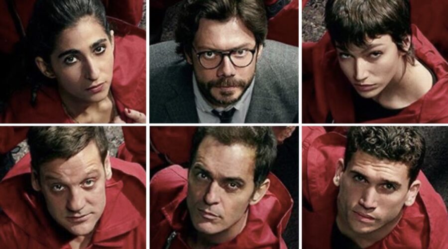 La Casa di Carta Nairobi, il Professore, Tokyo, Palermo, Berlino, Denver credits Netflix e Instagram via @lacasadepapel