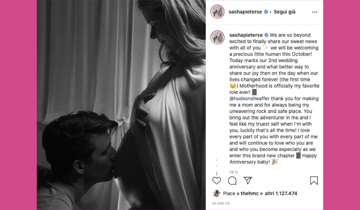 Sasha Pieterse mostra il pancione col marito Hudson Sheaffer credits Instagram via @sashapieterse