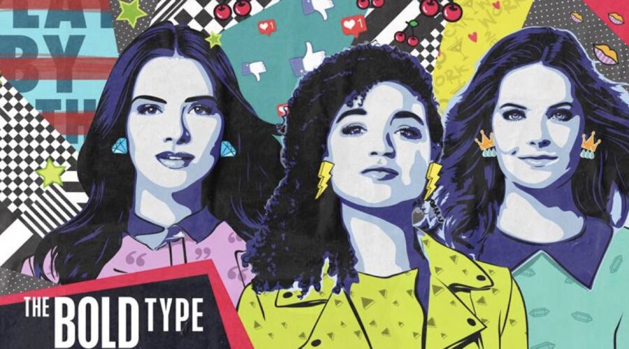 Da sinistra: Katie Stevens, Aisha Dee e Meghann Fahy nei panni di Jane, Kat e Sutton in The Bold Type. Credits: Freeform via Mediaset.