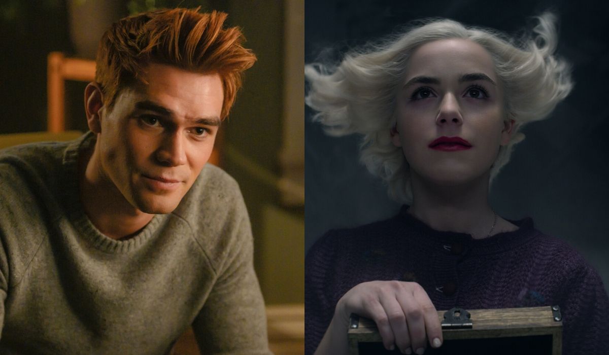A sinistra: KJ Apa in Riverdale, a sinistra Kierna Shipka in Le Terrificanti Avventure di Sabrina. Credits: Warner Bros. TV, Netflix e Infinity