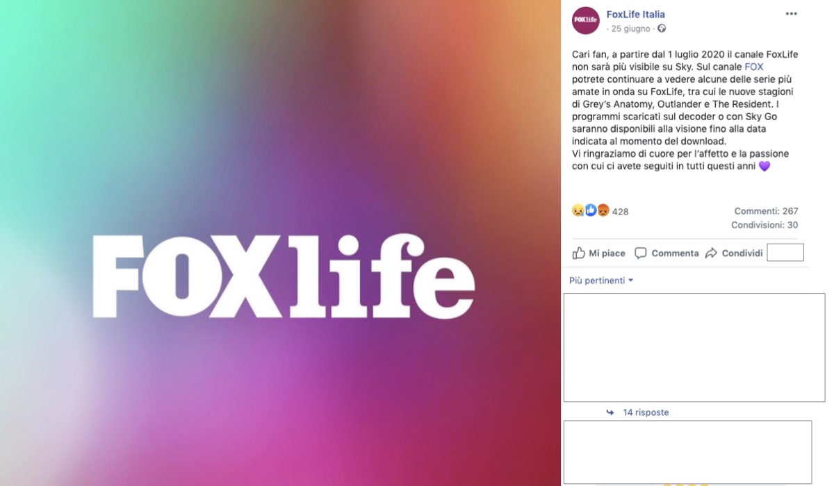 Fox Life chiude dal 1 luglio 2020, questo il post condiviso il 25 giugno 2020 sulla pagina Facebook ufficiale di FoxLife Italia