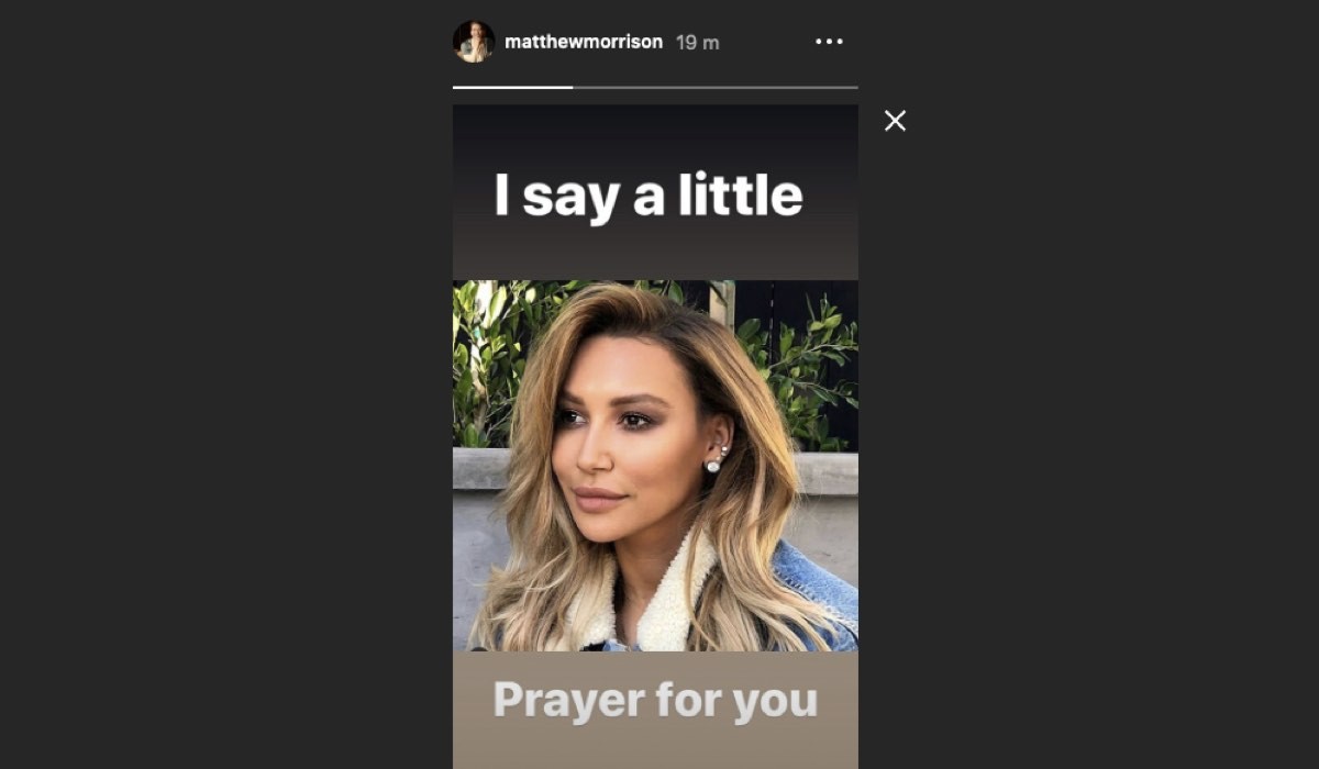 Matthew Morrison messaggio per Naya Rivera Credits Instagram Story via @matthewmorrison