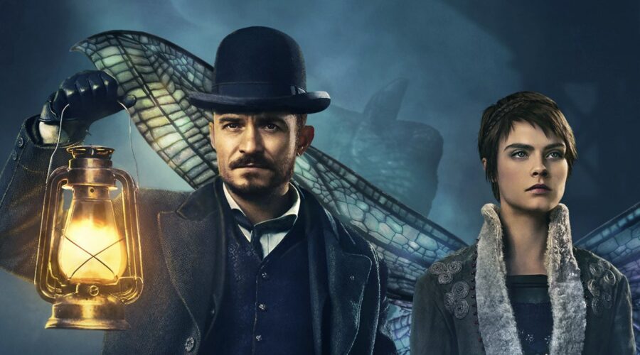 Da sinistra a destra: Orlando Bloom e Cara Delevigne nel poster di Carnival Row. Credits: Amazon Studios, Amazon Prime Video