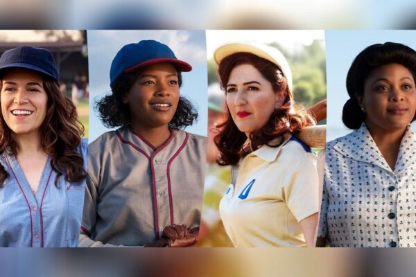 Le protagoniste di A League Of Their Own. Da sinistra a destra: Abbi Jacobson, Chanté Adams, D'arcy Carden e Gbemisola Ikumelo. Credits: Amazon Studios