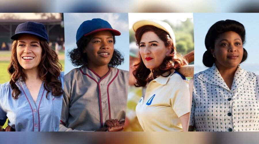 Le protagoniste di A League Of Their Own. Da sinistra a destra: Abbi Jacobson, Chanté Adams, D'arcy Carden e Gbemisola Ikumelo. Credits: Amazon Studios
