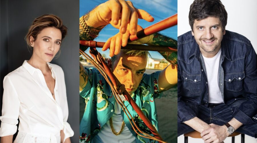 Da sinistra: Anna Foglietta (Ph Dirk Vogel), Salmo (Ph Graziano Moro) e Fabio De Luigi. Credits: Sky