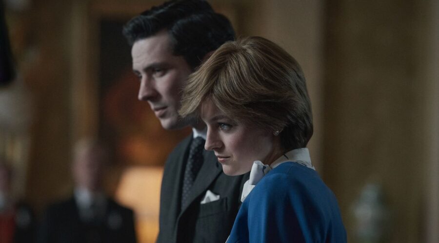The Crown 4, una scena del fidanzamento tra Lady Diana e il Principe Carlo, interpretati da Josh O’Connor e Emma Corrin Credits Netflix