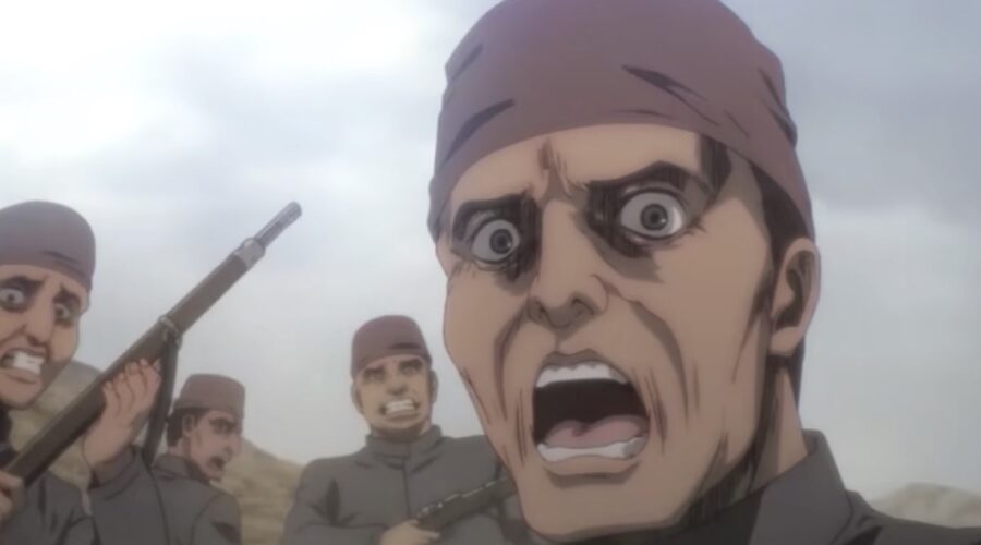 una scena del trailer ufficiale di attack on titan 4 stagione, credits NHK