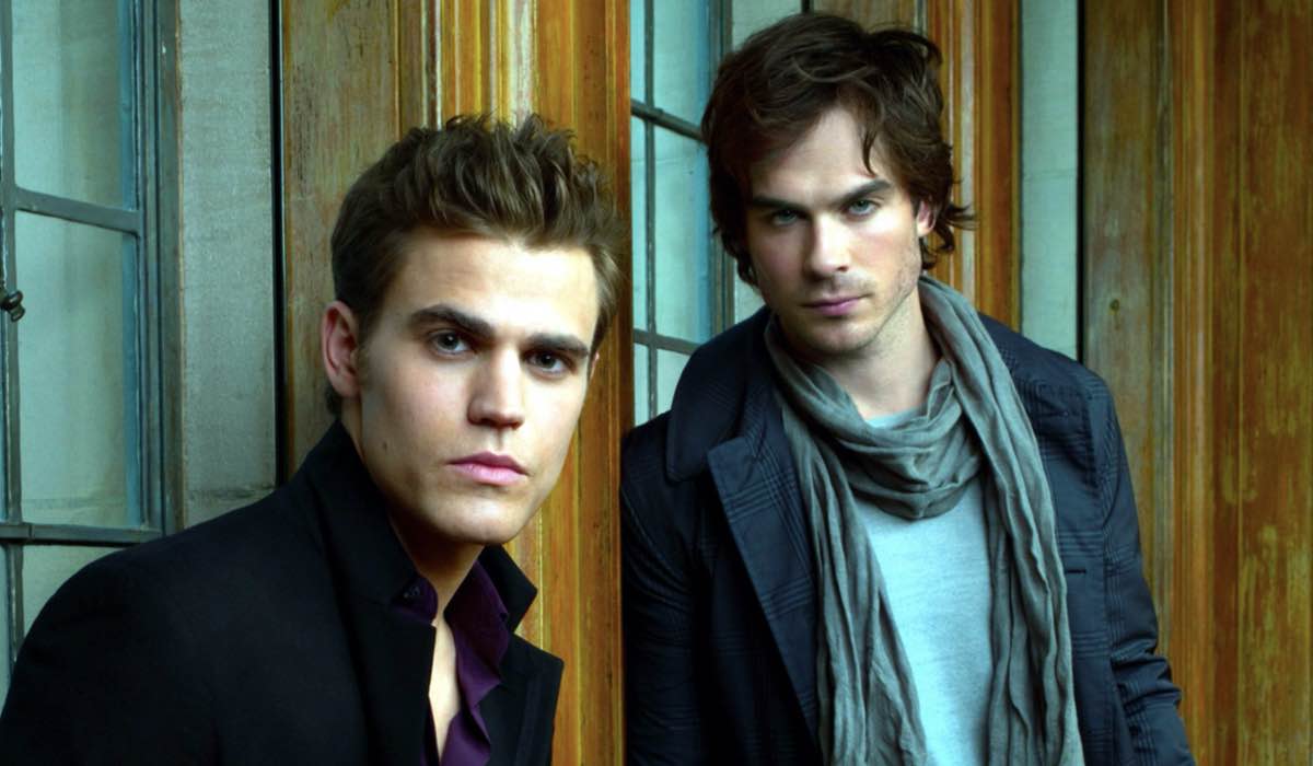 Paul Wesley And Ian Somerhalder In The Vampire Diaries.  Credits: Photo by Andrew Eccles / © CW / Courtesy Everett Collection