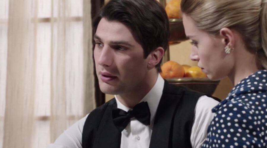 Il Paradiso Delle Signore 5 Puntata 83 Marcello Barbieri e Ludovica Brancia Di Montalto interpretati da Pietro Masotti e Giulia Arena, qui in Caffetteria Credits Rai