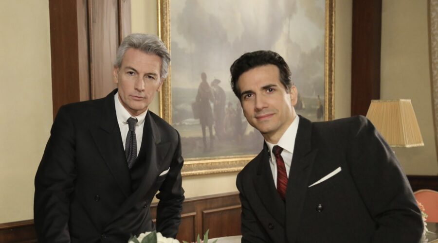 Il Paradiso Delle Signore 5 Umberto Guarnieri e Dante Romagnoli interpretati da Roberto Farnesi e Luca Bastianello. Credits: P. Bruni/Rai