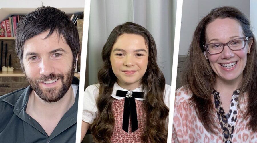 Da sinistra: Jim Sturgess, Brooklynn Prince e Dana Fox. Credits: Apple/Tvserial.it.
