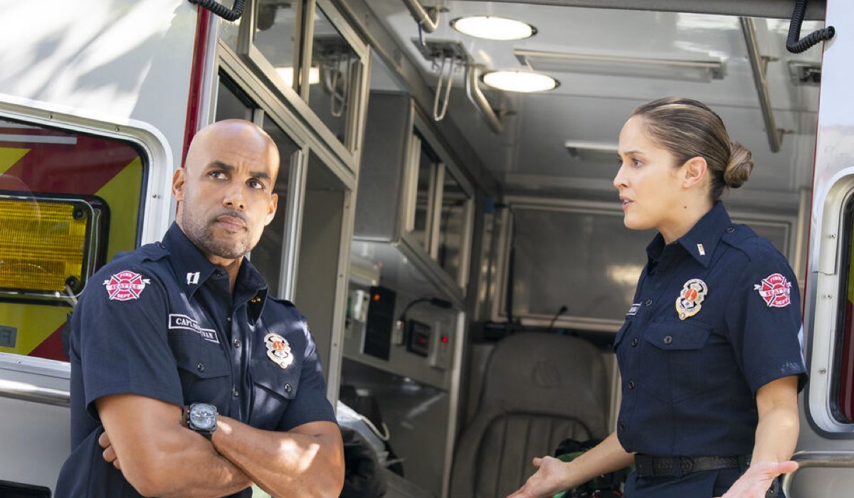 Boris Kodjoe (Robert Sullivan) e Jaina Lee Ortiz (Andy Herrera) in Station 19 4. Credits: Mediaset