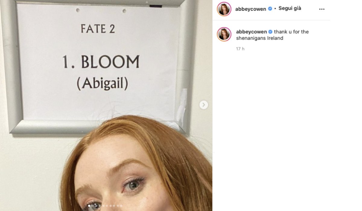 Abigail Cowen Annuncia La Fine Delle Riprese Di Fate The Winx Saga 2. Credits Instagram Via Profilo @abbeycowen