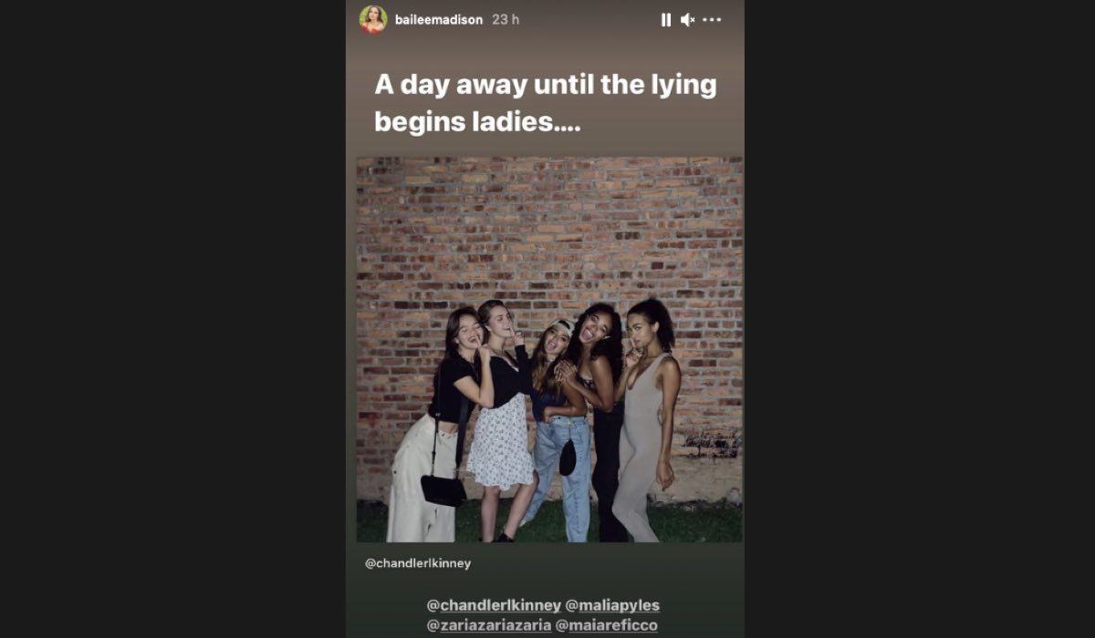 Bailee Madison Instagram Stories Inizio Riprese Pretty Little Liars Reboot. Credits: Profilo @baileemadison