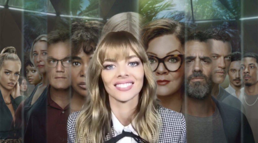 Samara Weaving, una delle protagoniste di Nine Perfect Strangers, qui nella sua intervista a Tvserial.it. Credits: Cattura schermo/Amazon Prime Video.