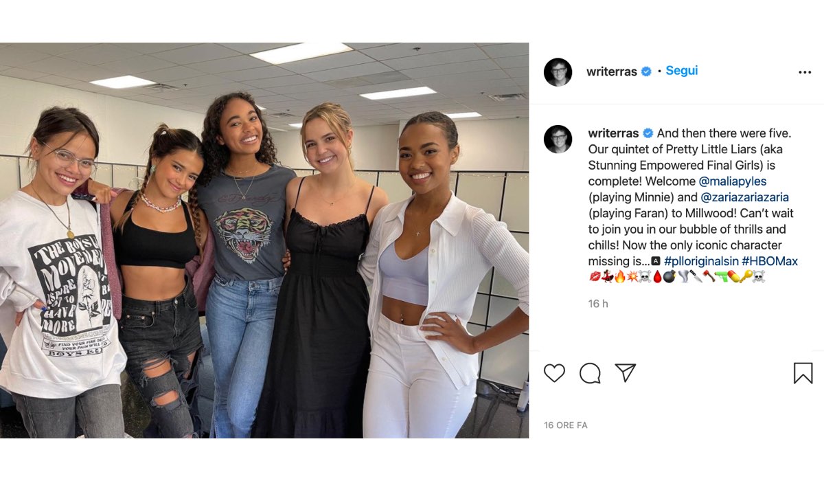 Screenshot Di Un Post Instagram Di Roberto Aguirre-Sacasa