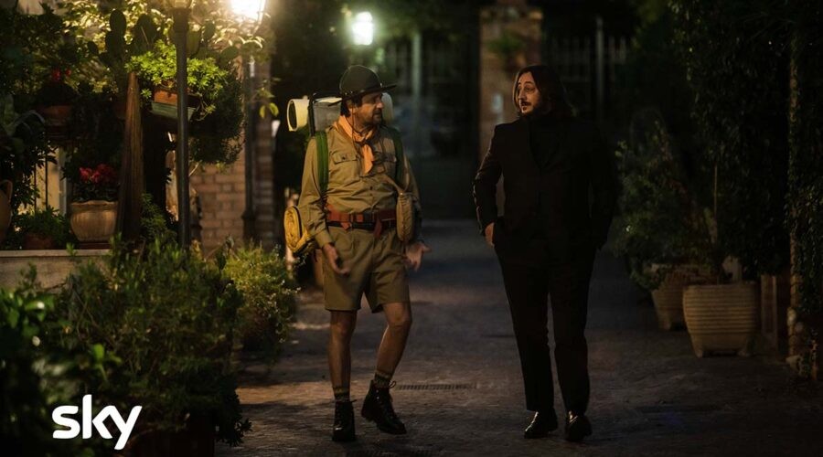 Fabio De Luigi e Alessandro Betti nella serie TV Ridatemi mia moglie. Credits: Sky e Loris Zambelli.