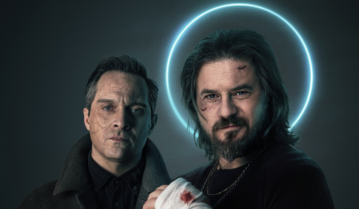 Claudio Santamaria e Edoardo Pesce nella keyart di “Christian”, dal 28 gennaio su Sky. Credits: Sky Italia.