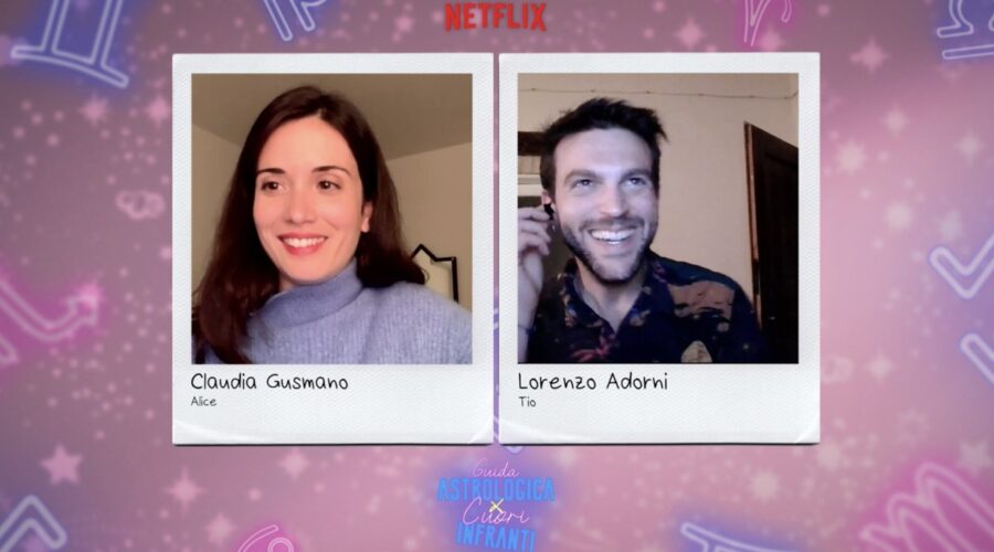 Da sinistra: Claudia Gusmano e Lorenzo Adorni, i protagonisti di “Guida astrologica per cuori infranti”. Credits: Cattura schermo Netflix/Tvserial.it