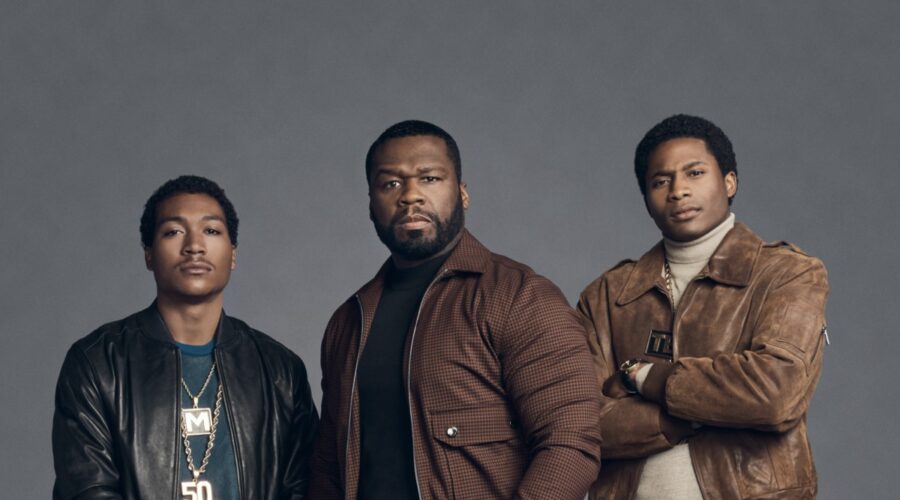 Da sinistra: Lil Meech, 50 Cent e Da Vinchi, al centro di “BMF”. Credits: © 2021 Starz Entertainment, LLC.