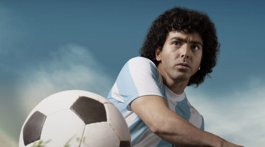 Un particolare del poster di “Maradona: Sogno Benedetto”. Credits: Amazon Prime Video.