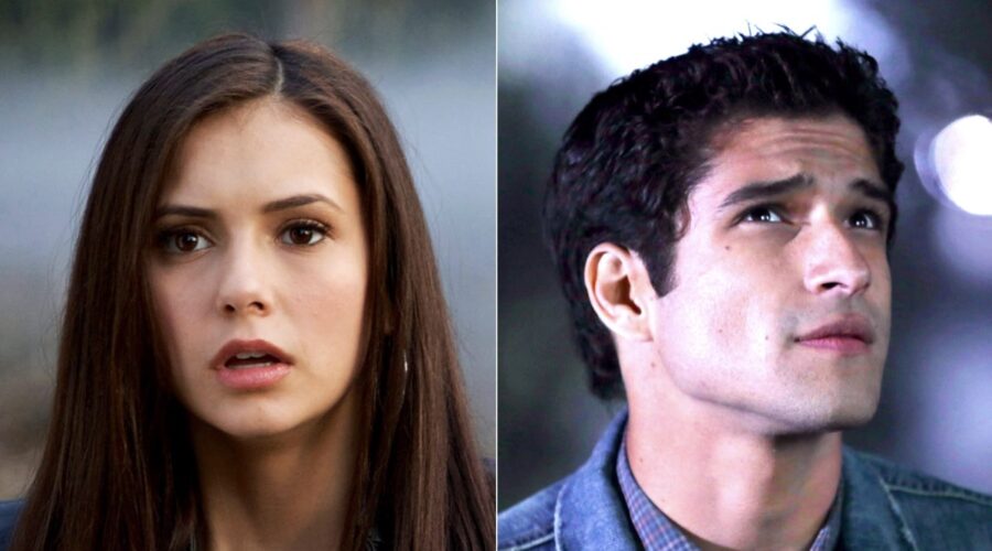 nina dobrev in the vampire diaries credits mediaset tyler posey in teen wolf courtesy of everett collection