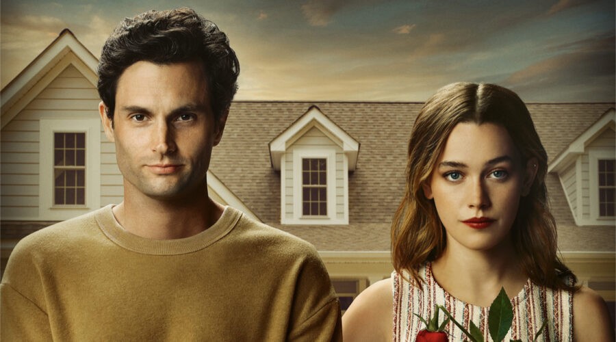 Da sinistra: Penn Badgley e Victoria Pedretti nel poster di “YOU”. Credits: Netflix.
