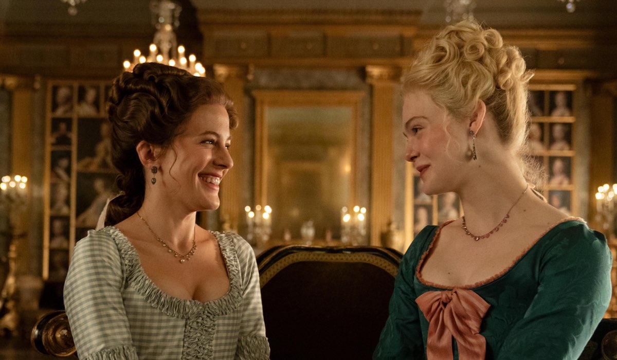 From Left: Phoebe Fox (Marial) and Elle Fanning (Caterina) In A Scene Of 