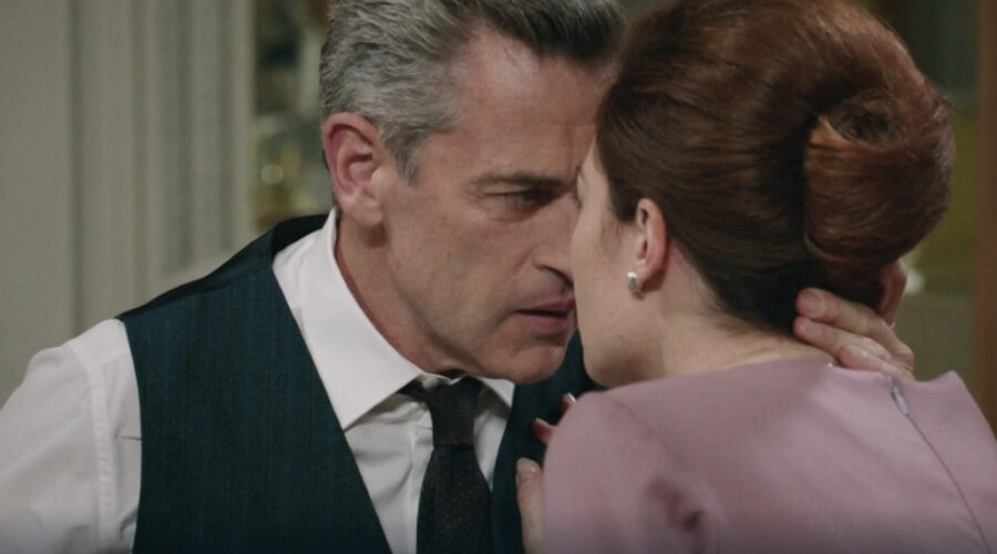 Massimo Poggio (Ezio Colombo) e Valentina Bartolo (Veronica Zanatta) in una scena della puntata 73 de 