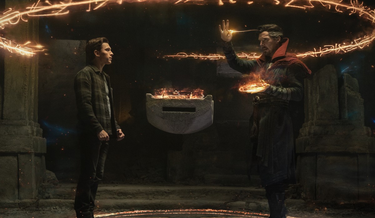 Tom Holland (Spider-man) E Benedict Cumberbatch (Dr. Strange) In Una Scena Di Spider-man No Way Home Credits Marvel Sony