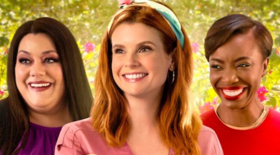 Da sinistra: Brooke Elliott (Dana Sue), Joanna Garcia Swisher (Maddie) e Heather Headley (Helen) nel poster de “Il Colore delle Magnolie”. Credits: Netflix.