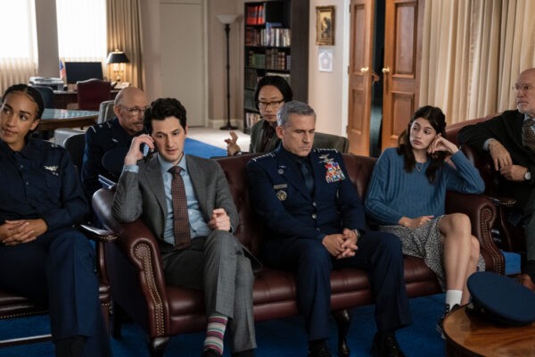 Tawny Newsome (Angela Ali), Don Lake (Brad Gregory), Ben Schwartz (F. Tony Scarapiducci), Jimmy O. Yang in 