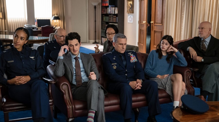 Tawny Newsome (Angela Ali), Don Lake (Brad Gregory), Ben Schwartz (F. Tony Scarapiducci), Jimmy O. Yang in 