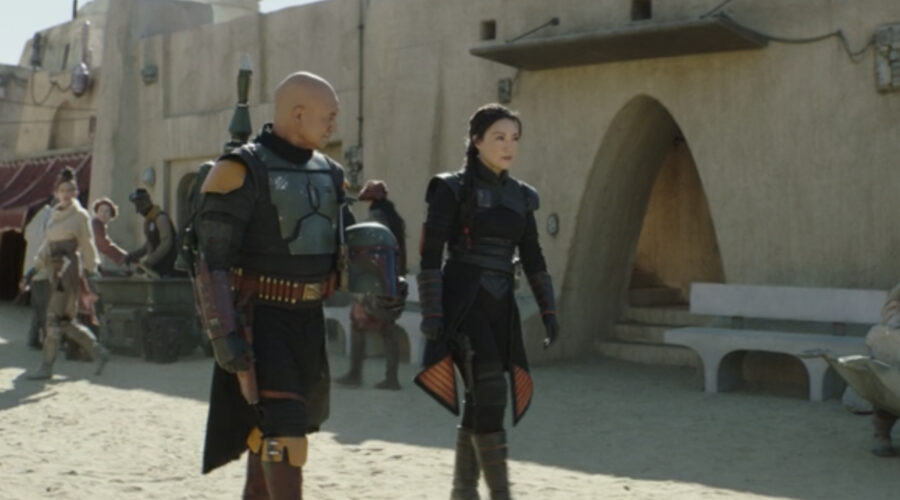 Temuera Morrison (Boba Fett) E Ming-na Wen (Fennec Shand) Nel Settimo Episodio Di The Book Of Boba Fett Credits Disney Plus