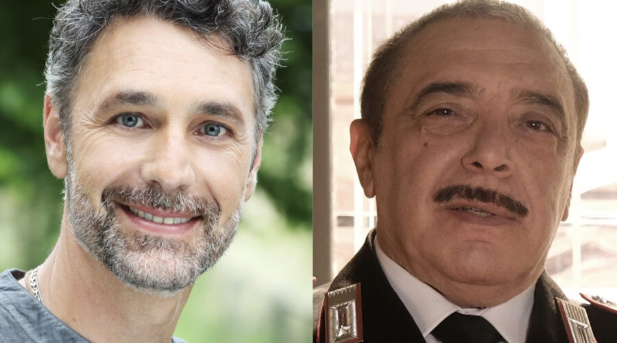 A sinistra: Raoul Bova (Don Massimo) e a destra: Nino Frassica (Maresciallo Cecchini) in due posati per “Don Matteo 13”. Credits: Fabio Lovino e Rai