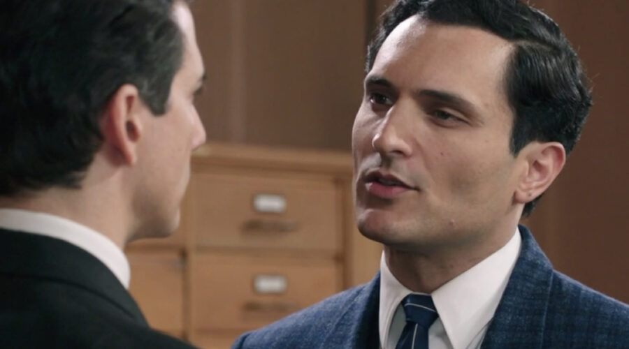 Da sinistra: Luca Bastianello (Dante Romagnoli) e Alessandro Tersigni (Vittorio Conti) in una scena della puntata 127 de