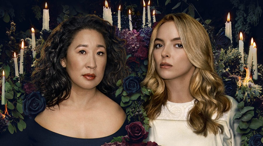 Sandra Oh e Jodie Comer nel poster di “Killing Eve 4”. Credits: Timvision.